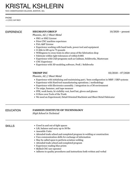 sheet metal fabrication engineer resume|fabrication engineer resume sample.